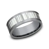 Ammara Stone Excavator White Gold Tantalum 8mm Men's Wedding Band