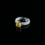 14K White Gold Yellow Sapphire and Diamond Ring — Trésor