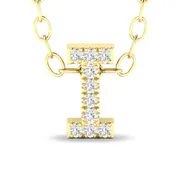 Diamond Studded Initial Letter Pendant - I