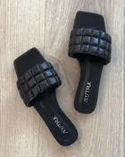 Skylar: Black Leather Flat Mules, Open-Toe Backless Sandals