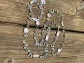 40″ Aquamarine Crochet Wrap Necklace/Softie Two