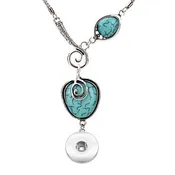 20 Inch Silver Tone Swirl and Turquoise Design Artsy Snap Jewelry Necklace