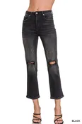 ACID BLACK DISTRESSED CROPPED JEAN