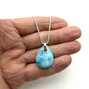 Larimar Stone Pendant - Stunning Blue Gemstone with Silver Chain — Everett Designs