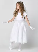 195 Girls White First Communion Dress with Embroidered Tulle