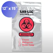 12″ X 15″ Purple Tint Reclosable 2-Wall Specimen Transfer Bag (Biohazard)