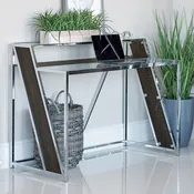 Alamosa Glass Top Writing Desk Chrome — Furniture Mattress Depot