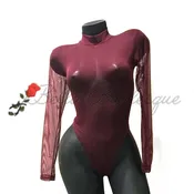 Classy burgundy see-through one piece outfit