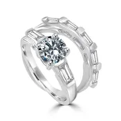 1CT Round Cubic Zirconia Engagement Ring Set final sale. 635R32110