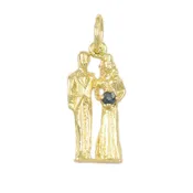00283 - Bride & Groom with Sapphire Gemstone Bouquet