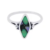 10495<br>ring 7X14mm marquise framed ABALONE w/ 3 dot design .925 *5-9