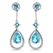 Blue Topaz and Diamond Earrings