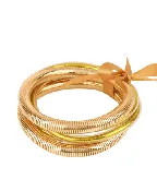 5 Row Glitter Tube Herringbone Bracelet | Gold