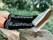 Blessed Black Knee High Athletic Socks- The Sox Box