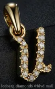 0.072 Ct. Diamond 10 Kt Gold (Yellow). Initial Letter/Alphabet "U" Pendant. (Women).