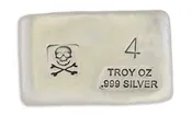4 oz Silver Bar-Skull and Crossbones