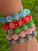 18k gold-plated acrylic beaded chunky bracelets