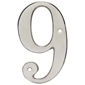 4 In. House Number 9, Solid Brass