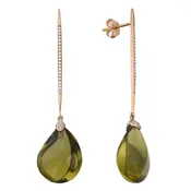 14K Rose Gold Drop Earrings with Olive Quartz & Diamonds – 19.21ctw