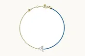 Bracelet 18kt Gold Chain Silk Cord & Trillion Cut Diamond