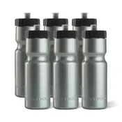 22oz Silver Sports Water Bottles – 6-Pack