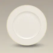 10.5" Double Gold Banded Warm White Rim Dinner Plate