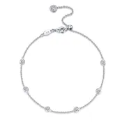 0.53 CTW Diamond Platinum Plated Station Bracelet