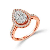 10k Rose Gold 1 CTW Diamond Pear Shaped Engagement Ring