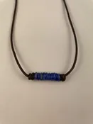 16″ Leather Button Neck With Beads/Lapis Row