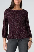 3/4 SLEEVE SMOCKED KNIT TOP