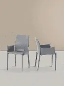 04.25 Linda Leather Low Back Dining Chair by Bontempi