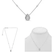 14K White Gold Pear Shaped Cluster Diamond Necklace with Halo