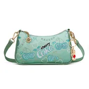 CO-HB-23-115-GN Coca Cola Cherry Coke Rhinestone Print Crossbody Bag - Green