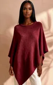 Asymmetrical Hem Knit Poncho
