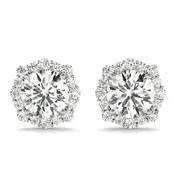 1.2CT Lab Diamond Halo Stud Earrings in 6.5MM 14K White Gold