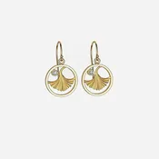 14k & Diamond Ginkgo Earrings 12mm