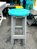 14" Round Bar Stool- Aruba Blue & Driftwood Gray