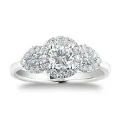 14k White Gold Victor Corp. 1.00ct, 3-stone, Round and Pear Diamond Ring