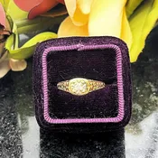 .07ct European Cut Floral Estate Diamond Ring 14k Yellow Gold | Warren Jewelers