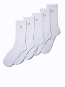 5 Pack Ribbed Socks In White