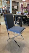 (2) BLUE TWEED CHROME DINING CHAIRS SET