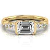 1.5 Carat Emerald Bezel Set Lab Grown Diamond Engagement Ring