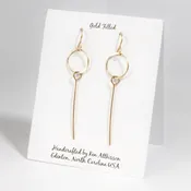 14K Gold Filled Handmade earrings circle w/drop