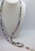 Fluorite and Cloud Quartz Long Necklace