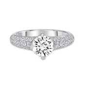 3 Row Round Diamond Engagement Ring