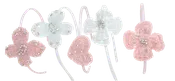 Beaded Crystal Headband - Pink/White