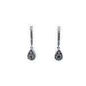 14K White Gold Diamond Huggie Pear Earrings