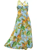 Airbrush Bird of Paradise Blue Button Front Tank Dress