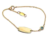 Bracelet- Gold ID chain bracelet with evil eye-14K solid yellow