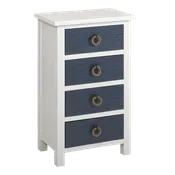 4 Drawer Cabinet White/Navy Blue Draw Front